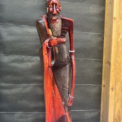 Hand-Carved African Wooden Elder Statue – 32” Tall