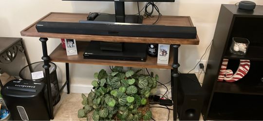 Wood & wrought iron console/tv table 42x32”