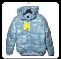 NWT Girls Youth Puffer jacket coat hood zip up Size L Large 10 12 top warm shirt