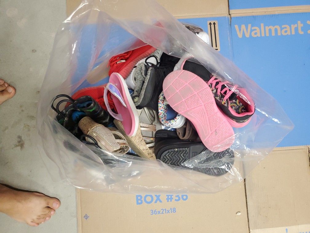 Bag Of Used Girl And Boy Shoes