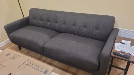 Hadley Tufted Back Sofa, Charcoal Grey 85"