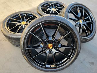 20" Porsche 911 Gloss Black OEM Wheels And Tires