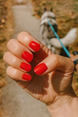Red Gel Nail Stickers - Lasts 14 Days +