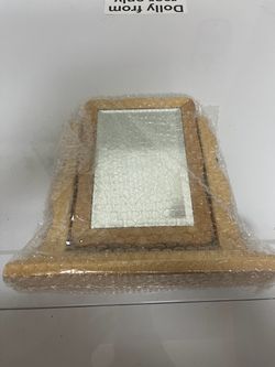 Framed Wall Mirror with Gold Frame