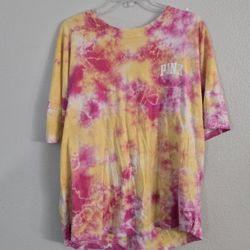 Victoria's Secret PINK Tie-dye Shirt Retro Groovy Summer Oversized T-shirt Top
