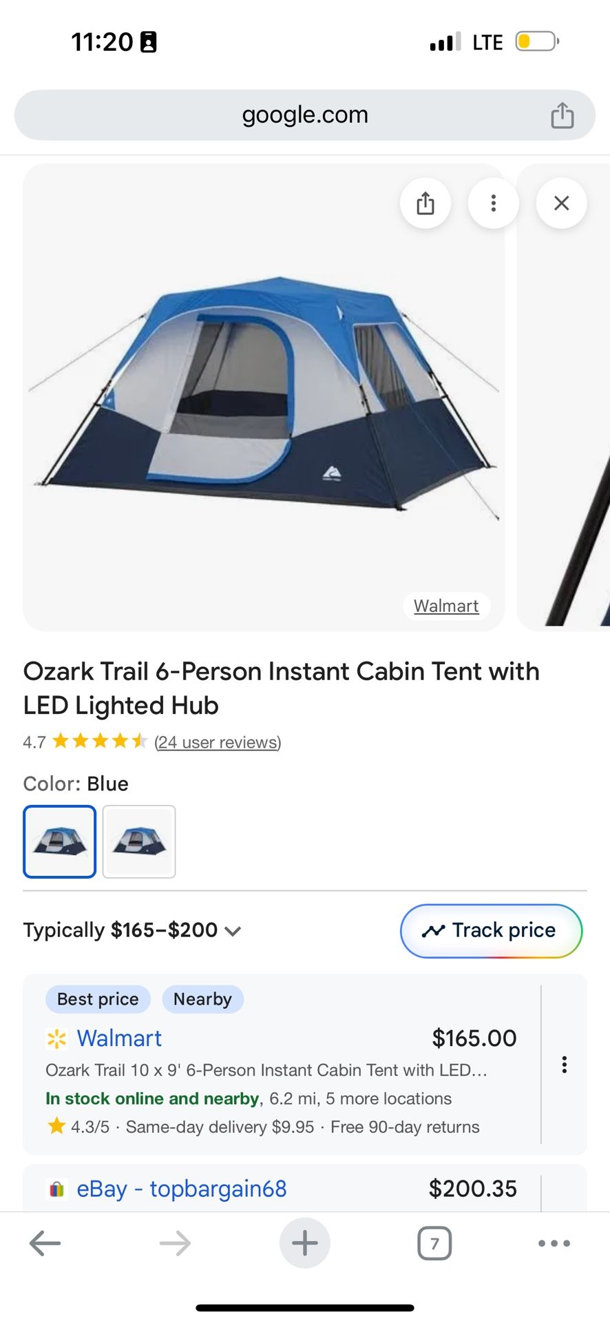 Like New Ozark Trail 6-Person Instant Cabin Tent with LED Light  Pick up in west covina   The Ozark Trail 6-Person Instant Cabin Tent with LED Lights 