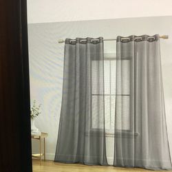 HLC.ME 2pc Semi Sheer Voile Window Curtains  54” X 63”