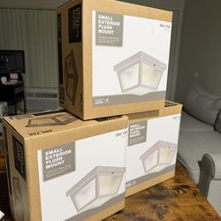 White 2-Light Outdoor Ceiling Light Flush Mount Light