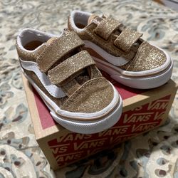 Vans Old Skool V Glitter Skate Shoe - Baby / Toddler - Amberlight