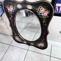 Vintage Hand Painted Mirror 37”Hx30”L