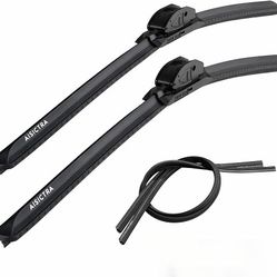 (Multiple Sizes)Aistra Water Repellency Wiper Blade with Bonus Pair of Silicone Refills for All Weather, Automotive Replacement for Car, Easy DIY Inst