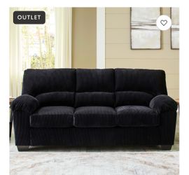 3 weeks old - Ashley Furniture Black Corduroy Sofa + Grey Velvet Cover - $200