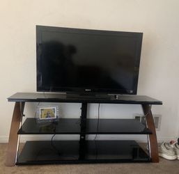 Tv Stand With Black Glass Shelves $120