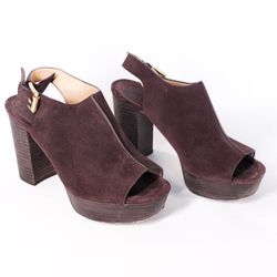 Michael Kors Brown Leather Boots Women's Shoes Heels 6M SG16F