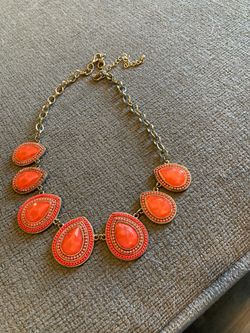 Chicos orange teardrop-shaped cabochon stones necklace