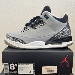 Jordan 3 Retro Wolf Grey Size 8.5 Mens -$240 Firm!!!