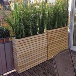 Beautiful privacy wall Frame Planter Box Garden Bed Outdoor Design cedar redwood AC pool equipment cover