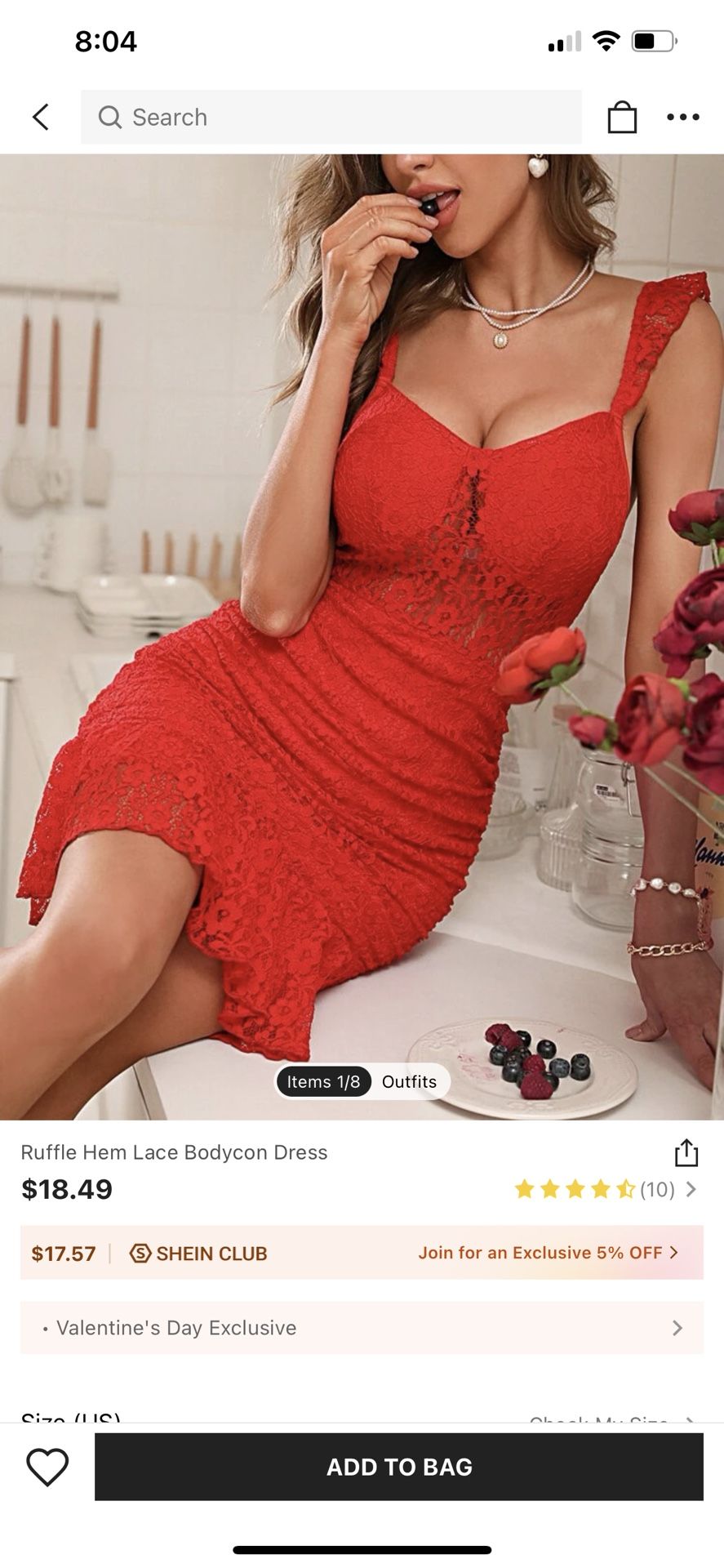 Hot pink/  Lace Red Dress