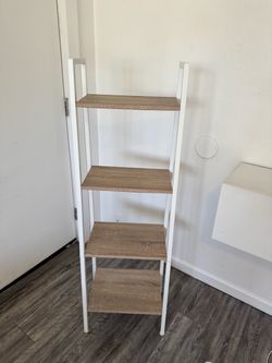 4-Tier Ladder Shelf White Metal Frame