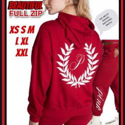 💝 VALENTINES SPECIAL GIFT! NEW VICTORIAS SECRET PINK ZIP HOODIE & JOGGERS. BEAUTIFUL RED SOLD OUT EVERYWHERE XS S M L XL XXL