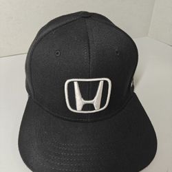 black Honda flat brim hat with an embroidered white Honda logo One Size 