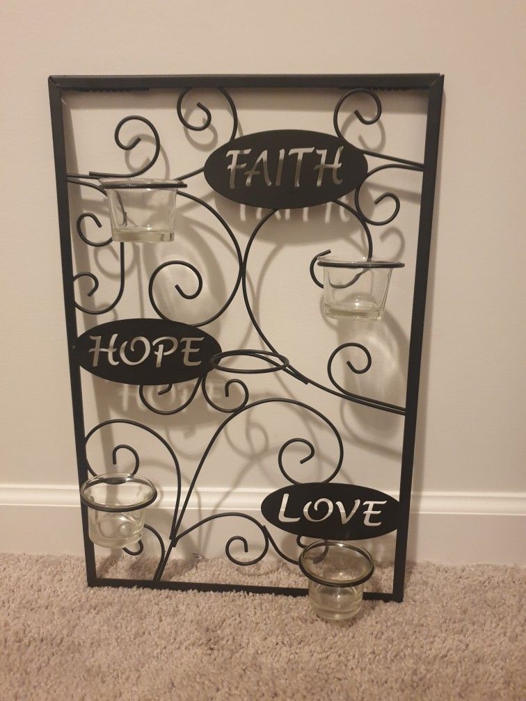 Pickup From LebnonTN 37087..Love Hope Faith Tealight Wall Hanging Candle Holder...excellent Condition..pet N Smoke Free Home