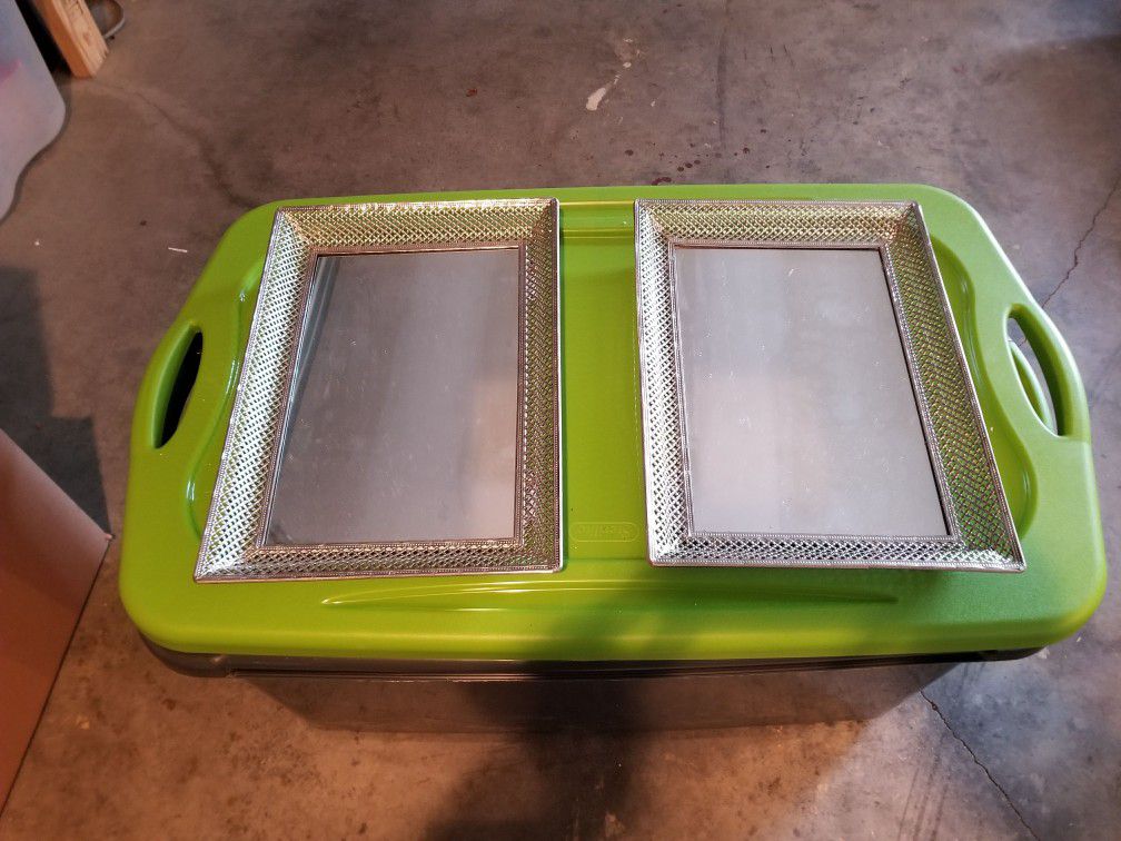 2 Metal mirrored glass table caddy or wall mirrors