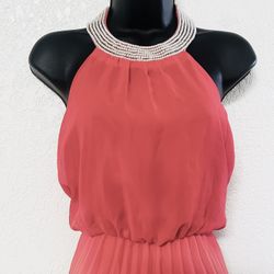 PAPAYA, Coral Chiffon Dress, Size M