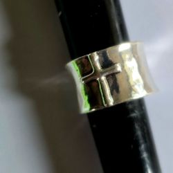 TITANIUM FOREVER WEAR SILVER NEW NEW SIZE 7 CROSS XTRA WIDE  ETERNITY BAND RING