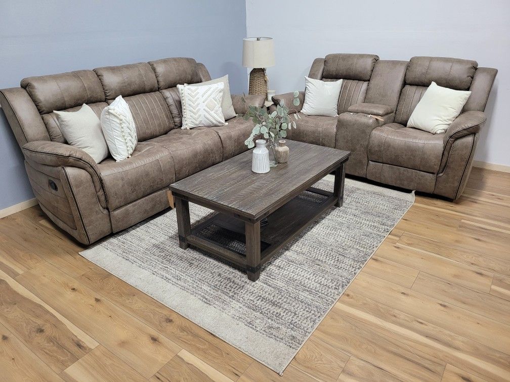 Microfiber Reclining Sofa Set