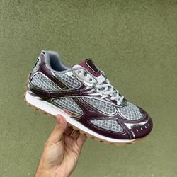 Bottega Veneta Orbit Metallic Net Runner Sneakers "Merlot”