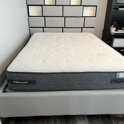 Beige / Light Gray Queen Bed