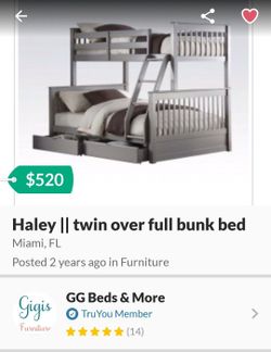 HALEY BUNK BED TWIN OVER FULL SIZE WITH DRAWERS