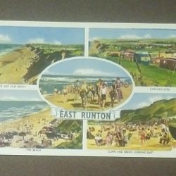 1960 East Runton Norfolk England Beach Cliffs RPPC Postcard Post Card With Postage Stamp Great Britain Vintage Collectible M And L National Series 