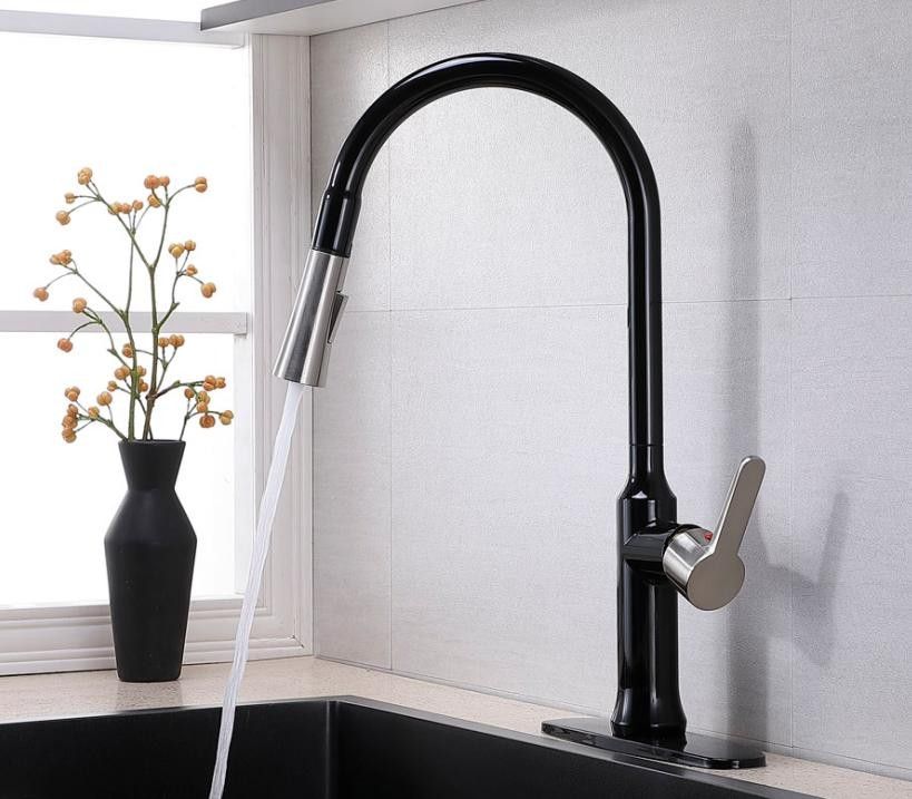 Pull Down Single Handle Kitchen Faucet with Accessories (Part number: YYT078BL-D）