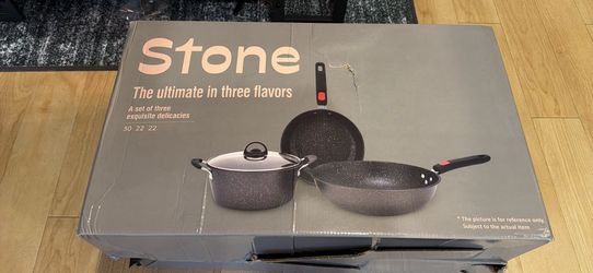 Stone 3 piece pots and pans kitchen set