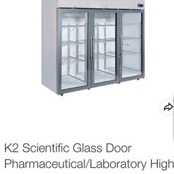 K2 SCIENTIFIC Glass Door Pharmaceutical/Labratory Refrigerator