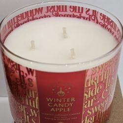 New Bath And Body Works 3wick WINTER CANDY APPLE candle red apples, crisp pears, candied oranges