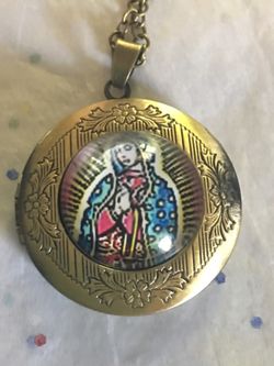 Lady of Guadalupe Bronze Locket Necklace