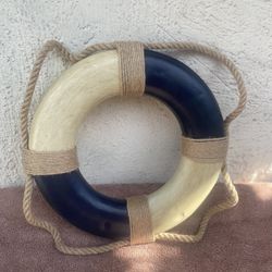 Antique Blue &  White Decorative Life Ring