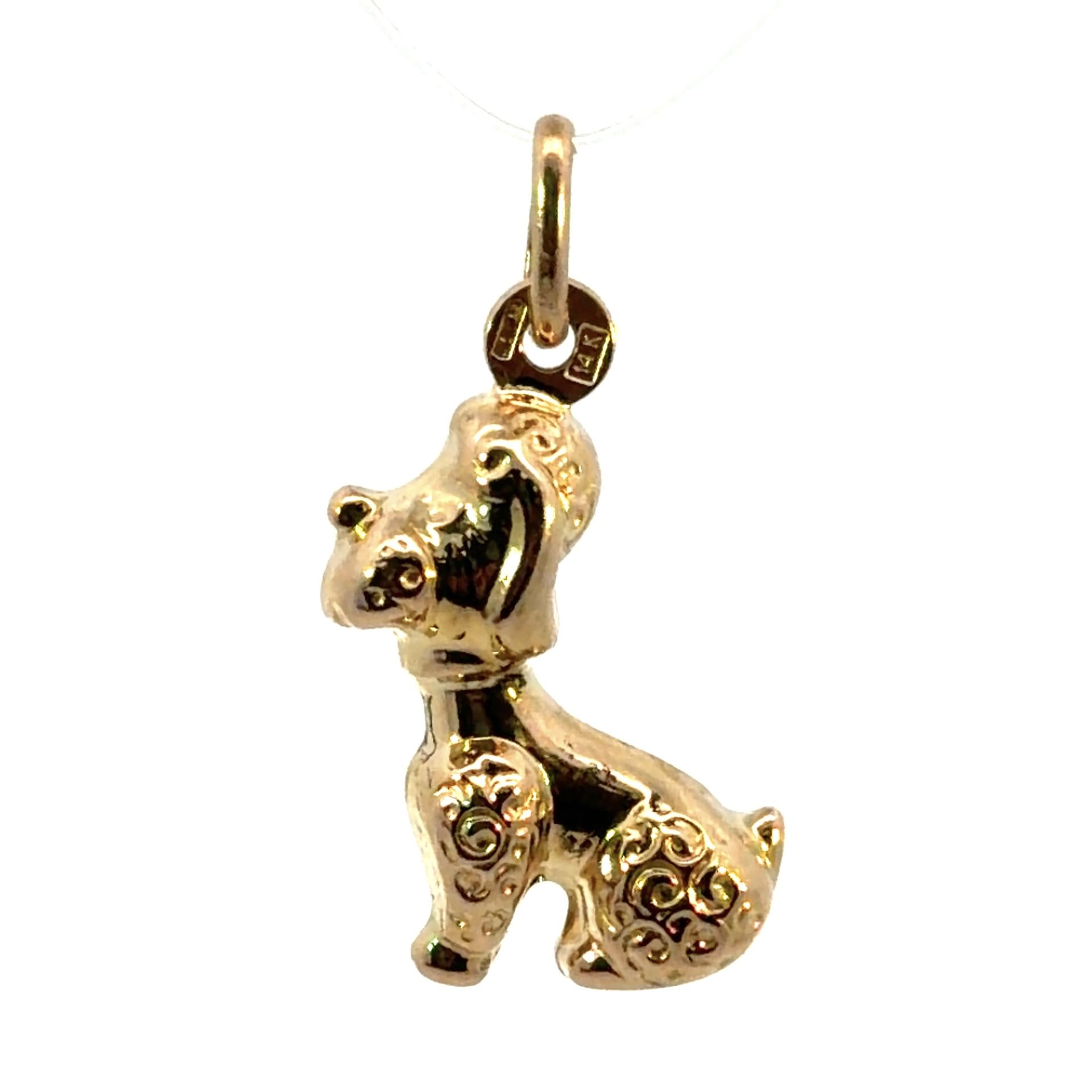 Woman’s Ladies 14k Yellow Gold Poodle 🐩 Charm For Necklace GP3118589