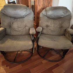 2 Suede Rocking Reclining Chairs