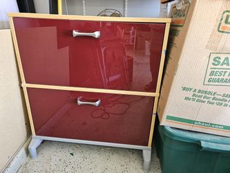 $150 Red glossy IKEA file cabinet.