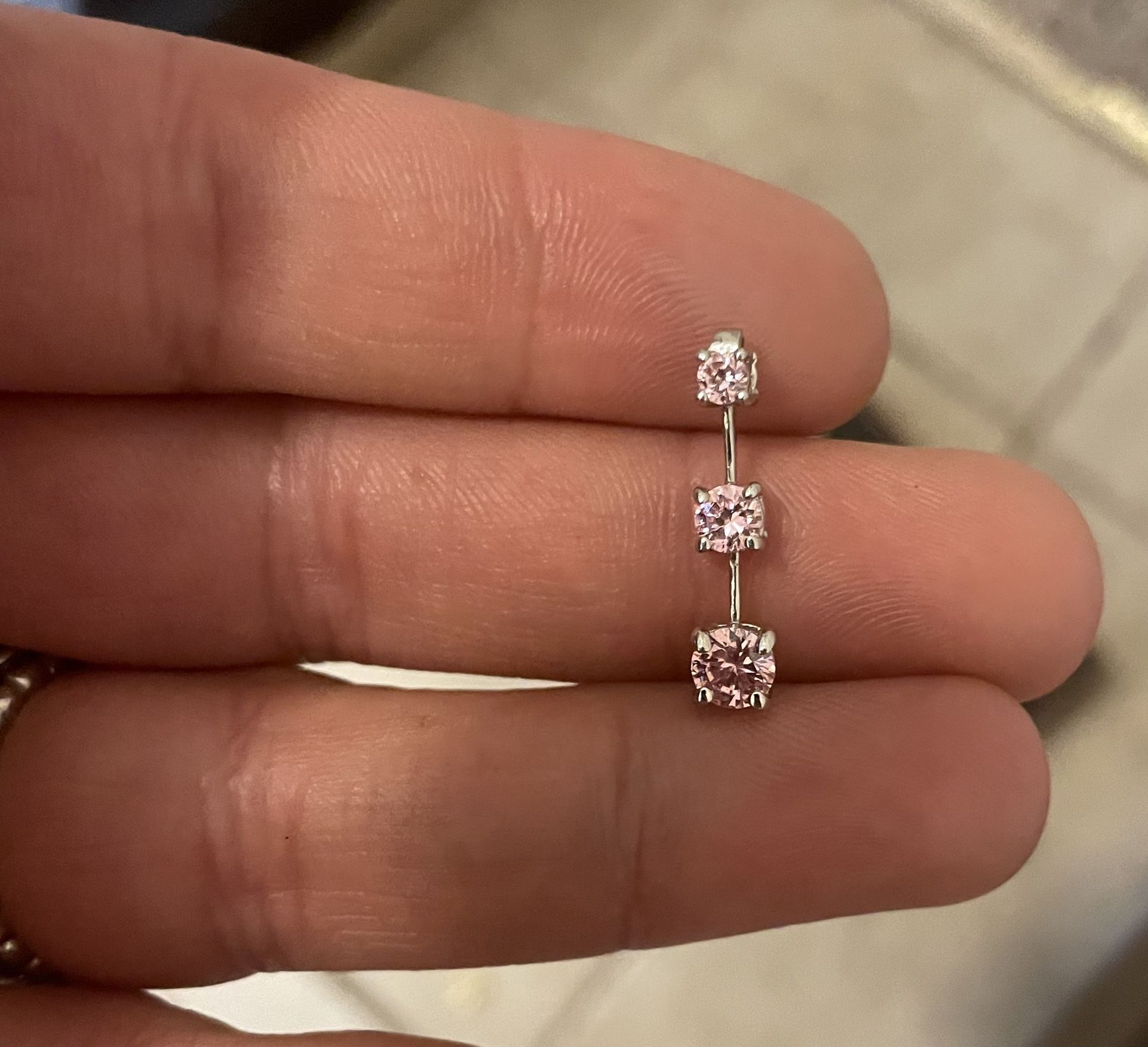 Pink Crystal/CZ Sterling Silver Pendant New 