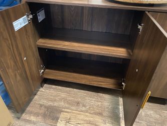 Wood Finish Storage Cabinet with Shelves