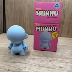 Kidrobot Munny World 4" Inch Blue Mini Munny DIY Vinyl Figure Art Toy Opened