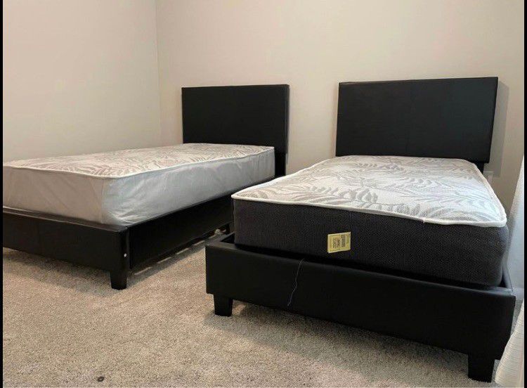 2 Twin Bed Frames With Mattresses $480
