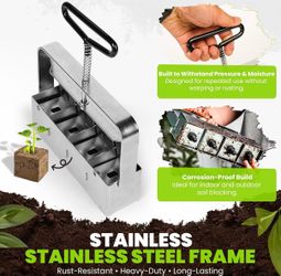 2 pack Heavy Duty Soil Blocker Bundle – Rubber Sealed Handle, No Spring Slip Design, Large & Small 2-Inch Soil Block Makers with Seed Pins - Seed Star