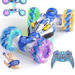 Gesture Sensing RC Stunt Cars - 4WD 360° Rotating Remote Control Transform Car | All-Terrain Off Road Vehicle with Lights Music Blue  Brandnew  Only p