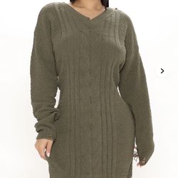 Sweater Mini Dress - Olive